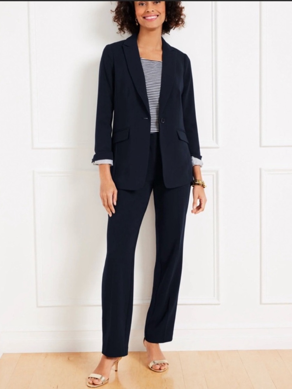 NWT Talbots Easy Travel Straight Leg Pants~Indigo Blue